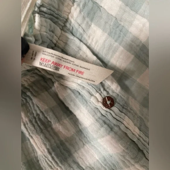 NWT: FREE PEOPLE Sunday Morning Boxer Aqua Gingham Size Large - Picture 9 of 9